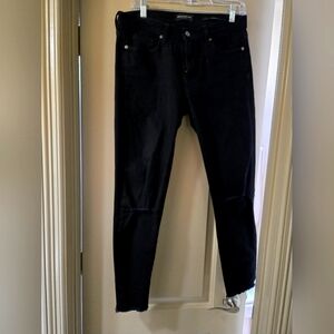 Banana Republic Women's Black Skinny Jeans, Size 6 Regular, Frayed Hem
